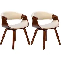CLP Foley Set van 2 eetkamerstoelen - Met armleuning - Houten frame - walnoot/creme Stof