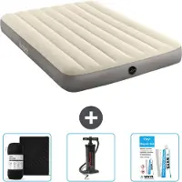 Intex Luchtbed - Twijfelaar - 137 x 191 x 25 cm - Beige - Inclusief Hoeslaken - Pomp en Reparatieset
