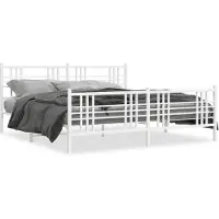vidaXL Bedframe met hoofd- en voeteneinde metaal wit 200x200 cm