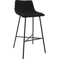 CLP Altona Barkruk - met rugleuning en voetsteun - zwart metalen frame - modern Scandinavisch - keukenbarkruk - zwart/zwart