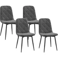 HOMCOM -Eetkamerstoel-Polyester-45x54x87cm-Grijs