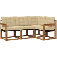 vidaXL Buiten bank set 4 st Natuurlijk en Beige