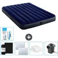 Intex Luchtbed - Twijfelaar - 137 x 191 x 25 cm - Blauw - Inclusief Hoeslaken - Kussen - Pomp - Reparatieset en Kussenbeschermer