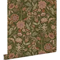 ESTAhome behang vintage bloemen donkergroen en terracotta bruin - 53 cm x 10.05 m - 131334