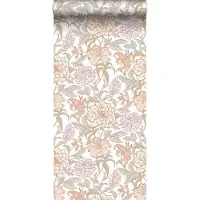 ESTAhome behang vintage bloemen terracotta en vergrijsd groen - 53 cm x 10.05 m - 139612