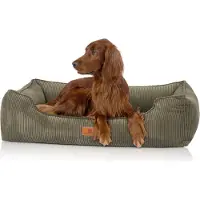 Knuffelwuff orthopedisch hondenbed van ribfluweel met handgeweven uiterlijk Nunavut XL 105 x 75 cm khaki