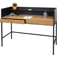 Mendler Bureau -J79, bureau computer bureau werktafel, lade 120x50cm hout metaal ~ eiken-look
