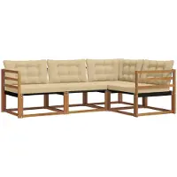 vidaXL Buiten bank set 4 st Natuurlijk en Beige