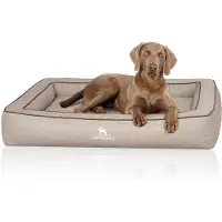 Knuffelwuff orthopedisch hondenbed van met laser doorstikt kunstleer Montego 85 x 65cm grijs