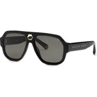 Philipp Plein Zonnebril SPP143 58/16/150 Glanzend Zwart Acetaat MAN SPP143