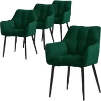ML-Design eetkamerstoelen set van 4 gemaakt van badstof, donkergroen, keukenstoel met dikke gestoffeerde zitting &
