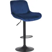 CLP Solon Barkruk - met rugleuning - in hoogte verstelbaar - draaibaar - zwart frame - zwart/blauw