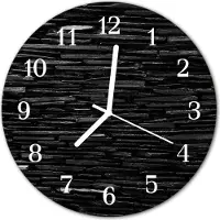 Tulup Wandklok - Stenen Moderne Wandklok Glas - 30fi cm - Zwart Wandklok Glas Decoratie - Witte Handen - Ronde Wandklok - Decoratieve Glazen Klok - Glazen Wandklok Design