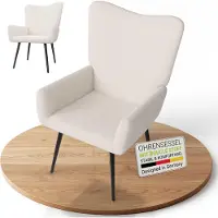 Juskys Oorfauteuil / Relaxfauteuil Odense - Beige - Bouclé Stof