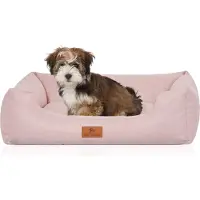 Knuffelwuff Hondenbed Emma van velours met handgeweven karakter in pastelkleuren M-L 85 x 63cm roze
