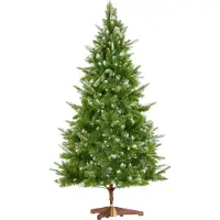 TecTake kunstkerstboom - 180 cm - kerstboom met spuitgietwerk en PVC-naalden - levensechte - besneeuwde - buigbare dennentakken - kunstkerstboom met houten standaard als kerstversiering