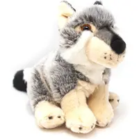 Nature Planet Pluche wolf - wolven knuffel - zittend - 22 cm - bosdieren knuffel - speelgoed voor kinderen