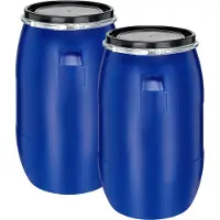 Garronda 2x85L Kunststof Trommel Met Deksel - Regenton - Vat - HDPE - Voedselvat - Tuin Hobbock – Blauwx2 - GD-STE-Barrel-B60L-2B