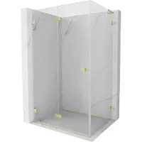 Mexen Lunar-F L inklapbare douchecabine links 100 x 80 , transparant, geborsteld goud - 836L-100-080-55-00-L