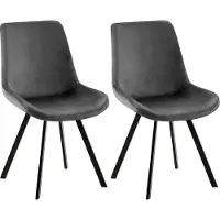 CLP Lewes Set van 2 eetkamerstoelen - klassiek - draaibaar - met rugleuning - velvet - fluweel - Fluweel/donkergrijs