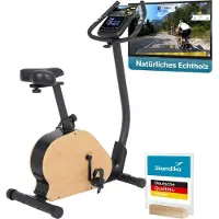 Skandika ergometer Treliv P8 - Hometrainer van ijzer met hout, magneetrem met 32 standen, LED-display, 22 programma’s, zadel & stuur verstelbaar, Bluetooth compatibel met Kinomap app, tot 120 kg