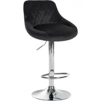 CLP Barstoel Lazio, fluweel, in hoogte verstelbaar en 360 graden draaibaar | Kleur: zwart, frame: chroom