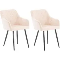 CLP Shila Set van 2 eetkamerstoelen - beige Fluweel