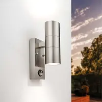 LEDVION - LED Wandlamp Incl. Sensor - GU10 IP44 - Grijs - RVS