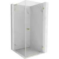 Mexen Lunar-B L douchecabine scharnierend rechts 80 x 80 , transparant, goud - 832L-080-080-50-00-P