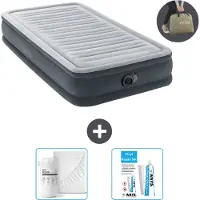 OEM Luchtbed - 1 Persoons - 99 x 191 x 33 cm - Grijs - Inclusief pomp - Hoeslaken en Reparatieset