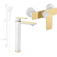 Mexen Alfa DF62 doucheset, wit/goud - 745714DF62-25