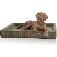 Knuffelwuff orthopedisch hondenbed van ribfluweel met handgeweven uiterlijk Santiago XXL 120 x 100 cm khaki