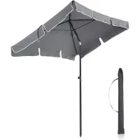 Acaza Parasol - Strandparasol - Grijs - 200 x 125 cm (L x B) - inclusief Draagtas - Rechthoekig - Tuinparasol - Kantelbaar - Waterdicht - Terras Parasol voor Appartement - Parasol Strand