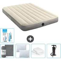 Intex Luchtbed - Twijfelaar - 137 x 191 x 25 cm - Beige - Inclusief Hoeslaken - Kussen - Pomp - Reparatieset en Kussenbeschermer