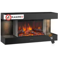 KAMINIO Elektrische haard LIZ - Elektrische wandhaard met verwarming, 3D-vlammeffect, LED-omgevingslicht, afstandsbediening - Zwart