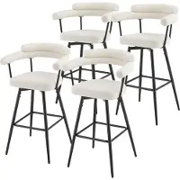 ML-Design Set van 4 barkrukken 360° draaibaar Beige 61x103x55 cm met armleuning, rugleuning en voetensteun tot 120 kg