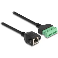 DeLOCK RJ45 (v) - Terminal Block (2-delig) kabel - U/UTP - CAT6 Gigabit / zwart - 0,30 meter