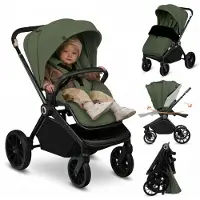 Lionelo Mika Plus Kinderwagen - All-Terrain Wielen - Lichtgewicht - Verstelbare Zitting - XXL Kap met UPF 50+ - Compact Opvouwbaar - Inclusief Accessoires