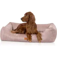 Knuffelwuff orthopedisch hondenbed van ribfluweel met handgeweven uiterlijk Nunavut M-L 85 x 63 cm roze