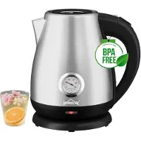 Homelux - Waterkoker - Waterkokers - RVS Waterkoker - Waterkoker met thermometer - RVS - 2200W - Electrische Waterkoker - RVS - Zilver - BPA vrij Waterkoker