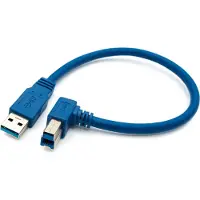 System-S USB 3.0 Kabel, 30 cm, Type B stekker naar Type A stekker, hoekconnector, blauw