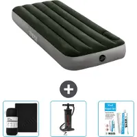 Intex Luchtbed - 1-Persoons - 76 x 191 x 25 cm - Groen - Hoeslaken - Pomp en Reparatieset