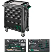 Stahlwille werkplaatswagen 93/6 A antraciet RAL 7016, 6 volledig uitschuifbare laden, centrale vergrendeling & kantelbeveiliging, incl. 130-delige gereedschapsset, 500 kg draagvermogen