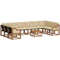 vidaXL Buiten bank set 11 st Natuurlijk en Beige