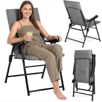 Outtec Campingstoel Opvouwbaar - Klapstoel Buiten - Tuinstoelen - Strandstoel Opvouwbaar - met Kussen - tot 120 kg - voor Tuin, Balkon, Strand