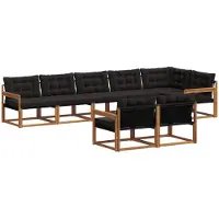 vidaXL Buiten bank set 8 st Natuurlijk en zwart