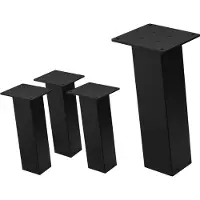 ML-Design Set van 4 tafelpoten schuin H30 cm zwart glanzend staal vierkant profiel 8x8 cm I-vormige meubelpoten metaal 96° inclinatie ML design