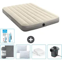 Intex Luchtbed - Twijfelaar - 137 x 191 x 25 cm - Beige - Inclusief Hoeslaken - Kussen - Pomp - Reparatieset en Kussenbeschermer