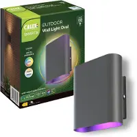 Calex Smart Outdoor LED Up & Down Wandlamp - Slimme Buitenlamp - Ovaal - RGB en Warm Wit Licht - 6W - Zwart