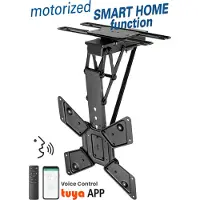 My Wall TV-plafondbeugel | tot 65 inch | gemotoriseerd | inklapbaar en draaibaar | app, stem en afstandsbediening | zwart